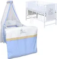 Produktbild: Baby-Delux Babybett Gitterbett Mia weiß 120×60 inkl. Matratze Bettwäsche Set 10tlg Prince