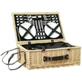Produktbild: Outsunny Picknickkorb aus Weidenholz Picknickkoffer für 4 Personen mit Isoliert Kühlfach Picknickdecke Besteck Set, Picknick Set Komplettset für Camping Strand Weihnachten Naturholz