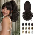 Produktbild: Sofeiyan 33cm Pferdeschwanzverlängerung Langer Lockiger Pferdeschwanz Clip in Klaue Haarverlängerung Natürlich Aussehendes Synthetisches Haarteil für Frauen, Dunkelbraun