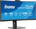 Produktbild: iiyama Prolite XCB3497WQSNPH-B1 Curved 1500R 86.7cm 34“ VA LED-Monitor UWQHD HDMI DP-in/Out DaisyChain USB3.2 USB-C Dock 95W RJ45 (LAN) KVM Höhenverstellung Adaptive Sync Windows Hello Webcam schwarz