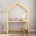 Produktbild: Kinderschreibtisch LIA Hausform Natur - Kinderzimmer Schreibtisch höhenverstellbar, mitwachsend, individuell anpassbar, aus Kiefer