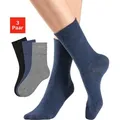 Produktbild: Socken H.I.S, Damen, Gr. 35-38, bunt (1x jeans, 1x schwarz, 1x grau, meliert), Baumwolle, Elasthan, Polyamid, unifarben, elastisch, Socken Socken, mit Komfortbund auch für Diabetiker geeignet