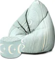 Produktbild: Dreamroots Bean Bag 80x80x120cm Sitzsack mit Lehne und Hocker und Bezug Sitzkissen Boden Chill Sack Bubibag Sitzsack Scandinavian Moons