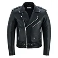 Produktbild: Bohmberg Herrenlederjacke aus Vollnarbenleder Schwarz-Heavy Weight-Classic-Echtleder Zeitloser Klassiker in Unverkennbar Maskulinem Biker-Look - 3XL