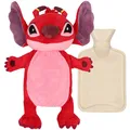 Produktbild: Leroy und Stitch Rote Wärmflasche mit weichem Bezug Plüsch, Naturkautschuk 750ml