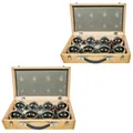 Produktbild: 2er-Set Boule in Holzkoffer/ 8 Boule Kugeln inklusive Schweinchen Zielkugel RE65