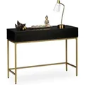 Produktbild: Konsolentisch, 2 Schubladen, Sideboard Flur, Wohnzimmer, Ablagetisch Holzoptik, hbt 80x110x40 cm, schwarz/gold - Relaxdays