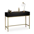 Produktbild: Relaxdays Konsolentisch, 2 Schubladen, Sideboard Flur, Wohnzimmer, Ablagetisch Holzoptik, HBT 80x110x40 cm, schwarz/gold