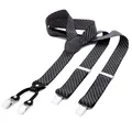 Produktbild: DonDon Hosenträger Herren extra stark schwarz blau 3,5 cm Hosenträger Herren breit in Y-Form lang - Starke Clips passend für Anzug Jeans Chinos Vintage Rockabilly Suspenders
