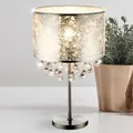 Produktbild: Tischleuchte Nachttischleuchte Tischlampe Esszimmer Balttsilber Stofflampe Höhe 56 cm, nickel matt, Schnurschalter, 1x E27 Fassung, d 32 cm