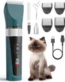 Produktbild: oneisall Schermaschine Katze Leise, Profi Haarschneidemaschine für langhaarkatzen, 5-Geschwindigkeiten Katzenrasierer mit LCD-Display, IPX6 Wasserdicht, Einfache Reinigung (Grün)