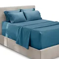 Produktbild: Hearth & Harbor 6 Piece Bed Sheet Set Extra Deep Pocket, Fits Mattress from 18-24 inces Depth, Queen, Blue Heaven