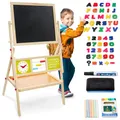 Produktbild: Mamabrum, Spieltafel aus Holz, doppelseitige Kindertafel Magnetisch und Kreide Kindertafel, Doppelseitiges, Zeichenbrett Kinder Tafel, Spieltafel mit Aufbewahrungsregal und Zubehör