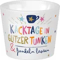 Produktbild: Niedlicher Sheepworld Eierbecher aus Porzellan mit Spruch: Kacktage in Glitzer..