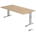 Produktbild: Hammerbacher-Schreibtisch C-Fuß 200x100cm Eiche/Silber-VOS2E/E/S