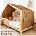 Produktbild: lilimaus Betthimmel Hausbetthimmel aus Musselin - Hausbett Deko für Mädchen & Jungen, Stilvolle Kinderzimmerdeko aus Baumwolle für gemütliche Hausbetten braun 135 cm x 360 cm