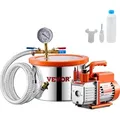 Produktbild: VEVOR 5,68 L Vakuumkammer und 3,5 CFM Pumpe, Edelstahlkammer, 1-stufiges Vakuumpumpen-Entgasungskammerset, mit Acryldeckel, Öl, 1,5 m Schlauch, Va...