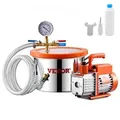 Produktbild: VEVOR 5,68 L Vakuumkammer und 3,5 CFM Pumpe, Edelstahlkammer, 1-stufiges Vakuumpumpen-Entgasungskammerset, mit Acryldeckel, _l, 1,5 m Schlauch