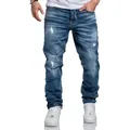 Produktbild: Amaci&Sons Straight-Jeans MEDFORD Destroyed Jeans Herren Regular Fit Destroyed Jeans blau W30/L32
