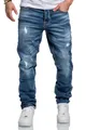 Produktbild: Amaci&Sons Herren Jeans Regular Straight Fit Denim Hose Destroyed A7998 Hellblau W30/L32