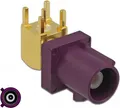 Produktbild: DeLOCK FAKRA D Stecker 90° PCB - Isolation: PTFE - 21,3 x 11,5 mm - Bordeauxviolett (89775)