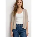 Produktbild: STREET ONE Strickjacke Kurzarm Jacke im Strick-Look mit Glitzer beige 36 EU