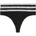 Produktbild: Tommy Hilfiger Damen RECYCLED ESSENTIALS 3er-Pack String - Schwarz/Schwarz/Schwarz XS