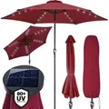 Produktbild: Kingsleeve Sonnenschirm LED Beleuchtung 300 cm UV Schutz 80+ Schutzhülle Groß Rund Solar Knickbar Marktschirm Gartenschirm Terrasse Garten Balkon rot