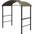 Produktbild: Outsunny 1,1 x 2,3m BBQ Grillpavillon mit Haken, Grillüberdachung Wetterfester Gartenpavillon mit Polyesterdach, 2 Seitenablagen, für Grills bis ... - Grün/Bronze