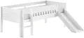 Produktbild: Vipack Spielbett Scott mit niedriger Einstiegshöhe inkl. Leiter, Rutsche und Rollnrost, in Kiefer massiv, weiß 90x200 cm, wahlweise ohne und mit Rollboxen
