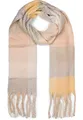 Produktbild: styleBREAKER Damen Web Strickschal mit buntem Karo Muster und langen dicken Fransen, warmer Winter, Stola 01017138, Farbe:Grau-Gelb-Beige
