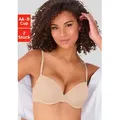 Produktbild: Push-up-BH PETITE FLEUR, Damen, Gr. 75, Cup AA, beige (caramel, weiß), Jersey, Obermaterial: 70% Baumwolle, 25% Polyester, 5% Elasthan, Basic, BHs Push-up-BH BH-Set Unterwäsche Bügel-BH Wäsche Schalen-BH T-Shirt-BH, mit Bügel, mit herausnehmbaren Kissen