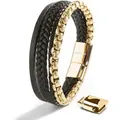 Produktbild: SERASAR Armband Premium Echtlederarmband für Männer [Hero], Länge durch zusätzliches Verbindungsstück verstellbar goldfarben 23cm