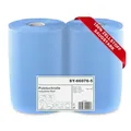 Produktbild: 2 x blaue saugstarke Papierrolle, 1000 Blatt, 37x36 cm | 2-lagige perforierte Papiertücher | Putztuchrolle für Industrie, Werkstatt und Restaurant | Durchmesser 25 cm