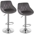 Produktbild: Woltu Barhocker (2 St), gepolsterte Sitzfläche, Höhenverstellbar Drehbar grau 38.5 cm x 84 cm x 38.5 cm