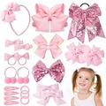 Produktbild: 24 Pcs Mädchen Haarschmuck Set, Rosa Schleife Baby Haargummis Haarspangen Stirnband, Kinder Set für Baby Mädchen Teens Kleinkinder