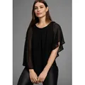 Produktbild: Chiffonbluse LAURA SCOTT, Damen, Gr. 36, schwarz, Web, Obermaterial: 100% Polyester. Top: 95% Viskose, 5% Elasthan, unifarben, bequem hüftlang, Rundhals, Blusen Chiffonbluse, für festliche Anlässe