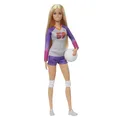 Produktbild: Barbie Made to Move - Volleyballspielerin-Puppe mit Trikot und Ball - 22 Gelenke für realistisches Spiel, inklusive Volleyball und Sportkleidung, HKT72