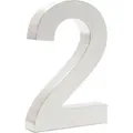 Produktbild: Wiltec - Hausnummer 2 Silberfarbene Edelstahl Hausnummer In Modernem 3d-design, Höhe 20 Cm, Schrift Arial, Rostfrei Und Witterungsbeständig, Mit Montagematerial