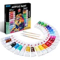 Produktbild: Acrylfarben Set 24 Farben Tuben  Lichtecht für Holz Stein Papier
