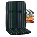 Produktbild: Beo Hochlehner Auflagen Waschbar Bali | Made in EU nach Öko-Tex Standard | Atmungsaktive und UV-beständige Gartenstuhlauflagen Hochlehner mit Halteband | Blau-Grün gestreifte Auflagen Hochlehner