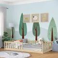 Produktbild: Bellabino Vere Bodenbett 120x200 cm – Montessori Kinderbett mit Rausfallschutz & Lattenrost – Massives Kinder Bett Jungen & Mädchen aus Holz Kiefer – Kleinkindbett in Natur