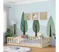 Produktbild: Bellabino Kinderbett Vere mit Rausfallschutz und Lattenrost (natur, Kiefer Massivholz), Bodenbett verfügbar in 80x160 & 90/120/140x200 cm