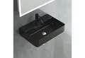 Produktbild: Alpenberger Waschbecken 60 cm Breit - Aufsatzwaschbecken Eckig mit Nano - Schwarz (Hängewaschbecken, Handwaschbecken), schwarzes Waschbecken - Waschtisch schwarz matt