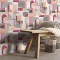 Produktbild: Vliestapete Retro Geometrisch Abstrakt Orange Rosa Grau 10432-06 (3,28€/1qm)