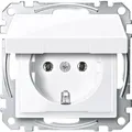 Produktbild: Schneider Electric Merten Schuko-Steckdose mit Klappdeckel, 1-fach, Steckklemmen, System M, aktivweiss glänzend, Artikelnummer MEG2311-0325