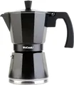 Produktbild: WECOOK! Luccia Espressomaschine Induktion, Espressokocher, Italienischen Kaffee, Moka-Kanne Kaffeebereiter Aluminium, 1-3 Tassen, Sockel aus Edelstahl, Sicherheitsventil, Vitrokeramik, Gas, Schwarz