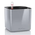 Produktbild: LECHUZA Cube Glossy 14 hochwertiger Pflanzwürfel mit Stick -Bewässerungssystem, Titanium dust highgloss