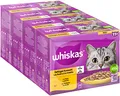 Produktbild: Whiskas Senior 11+ Katzennassfutter Geflügel Auswahl in Gelee, 48 Portionsbeutel, 12x85g (4er Pack) – Hochwertiges Katzenfutter nass, für Katzen ab dem 11. Lebensjahr