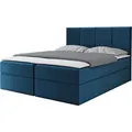Produktbild: MIRJAN24 Boxspringbett Rebos, Ehebett mit zwei Bettkästen, Doppelbett mit Topper (Manila 26, Größe: 180x200 cm) - Blau